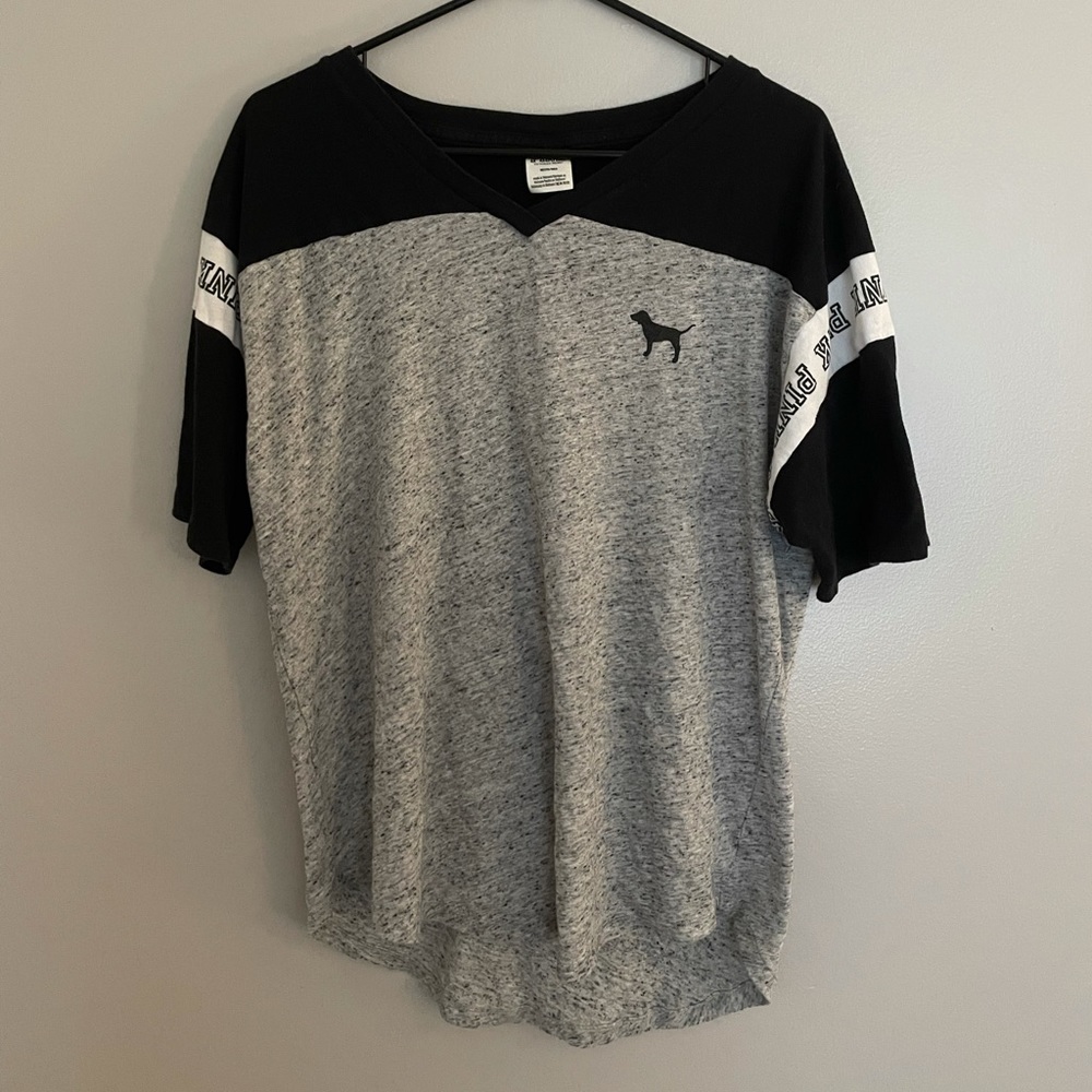 PINK Grey and Black Top